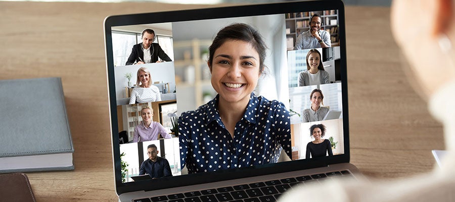 virtual board meeting on laptop screen