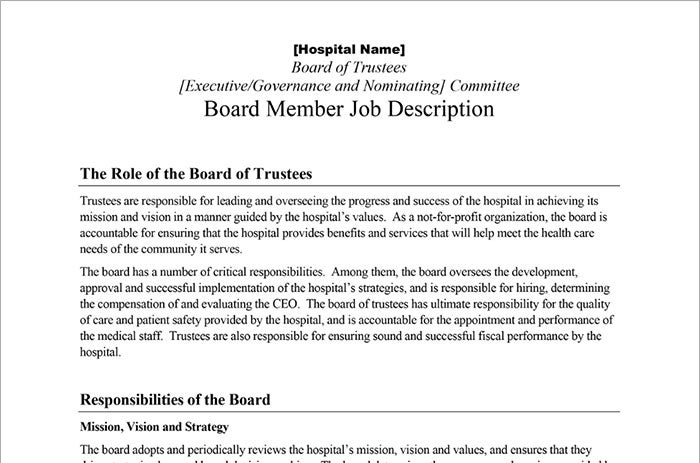 sample board member job description